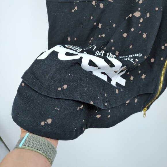 Rise As 1ne Men Small Colored Paint Patched Zipper Yeezy Longline T Shirt Black - Picture 13 of 13